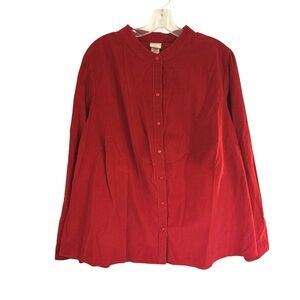 Covington Holiday Red Needlecord Corduroy Button Up Shirt‎ Size 20/22W